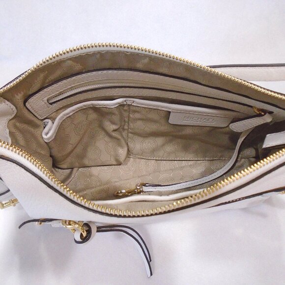 nwot Michael Kors Fallon white Pebbled Leather medium Shoulder Bag - Picture 4 of 9